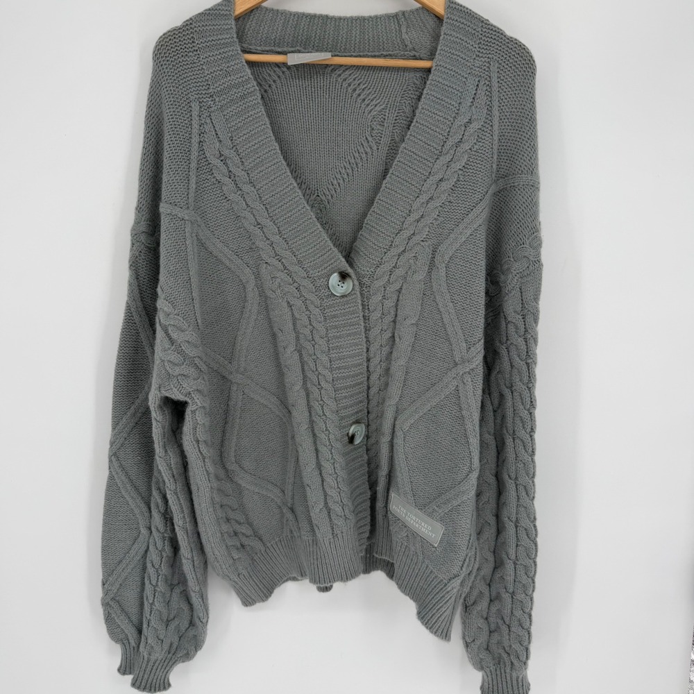 Taylor Swift The Tortured Poets Department TTPD Grey Cable Knit Cardigan MD/LG